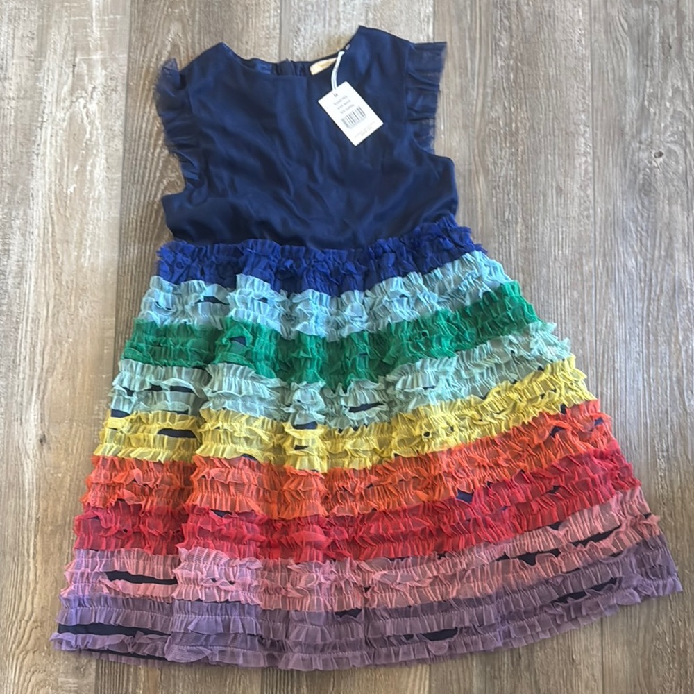 Mini Boden Rainbow Striped Dress